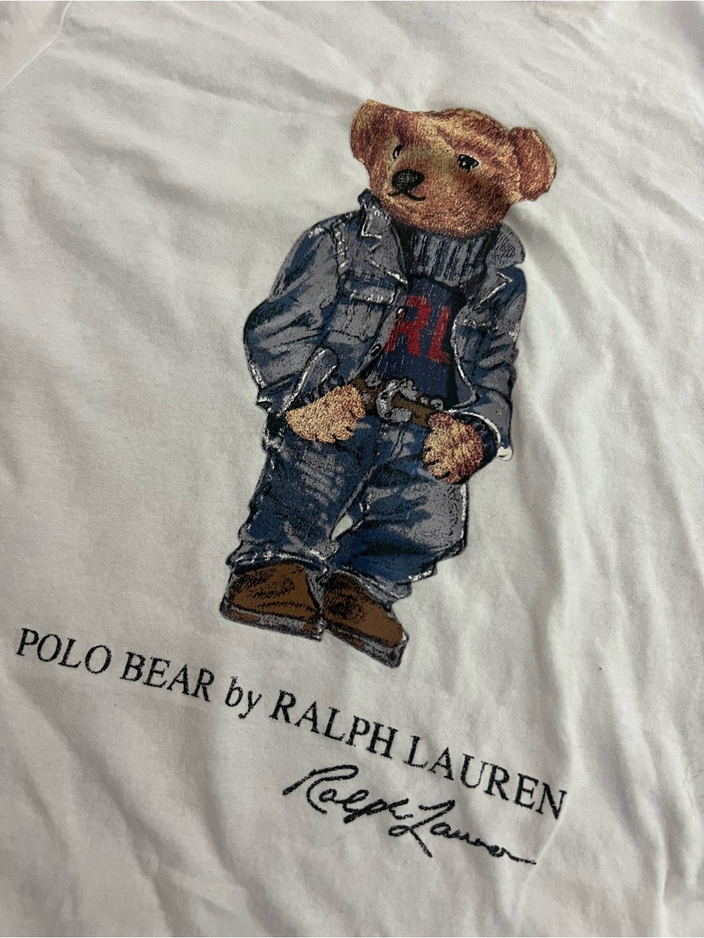 Ralph Lauren White Cotton Polo Bear Graphic Tee XS - Picture 2 of 3